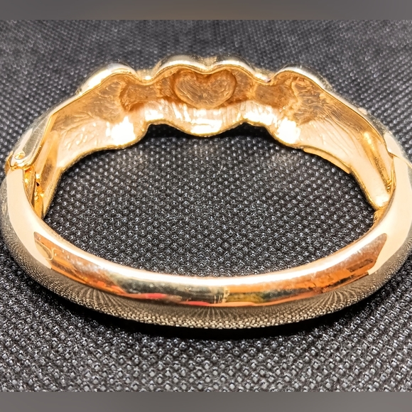 Red, Blue, & Green Jewel Tone Enameled Heart Shaped Gold Tone Fashion Bracelet - Picture 4 of 7